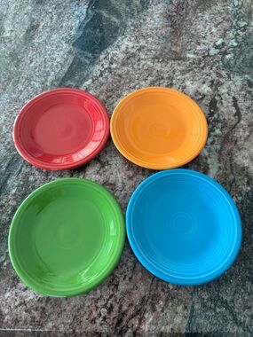 Fiesta 7 1/4” Salad Plates Scarlet Red, Tangerine, Peacock, Shamrock Set of 4